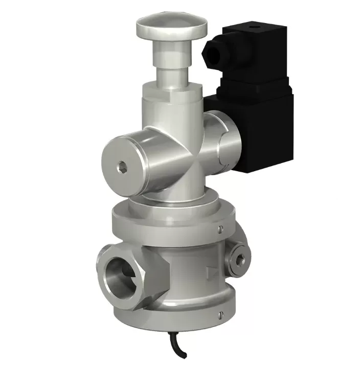 Клапаны электромагнитные двухпозиционные муфтовые DN 15-32, фланцевые DN 15-25, стальные, с ручным взводом механического типа и датчиком положения