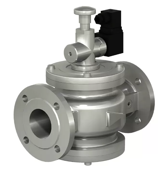 Клапаны электромагнитные двухпозиционные фланцевые DN 32-200, стальные, с ручным взводом механического типа
