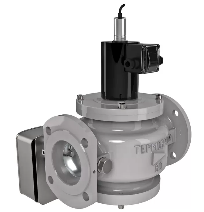 Клапаны электромагнитные двухпозиционные > Фланцевые DN 50-100, стальные, с электроприводом регулятора расхода (привод DA5FU230-DS) и датчиком положения