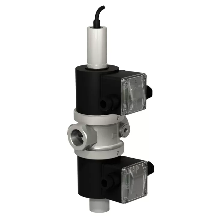 Клапаны электромагнитные трехпозиционные муфтовые DN 20, 25, стальные, с одним регулятором расхода и датчиком положения