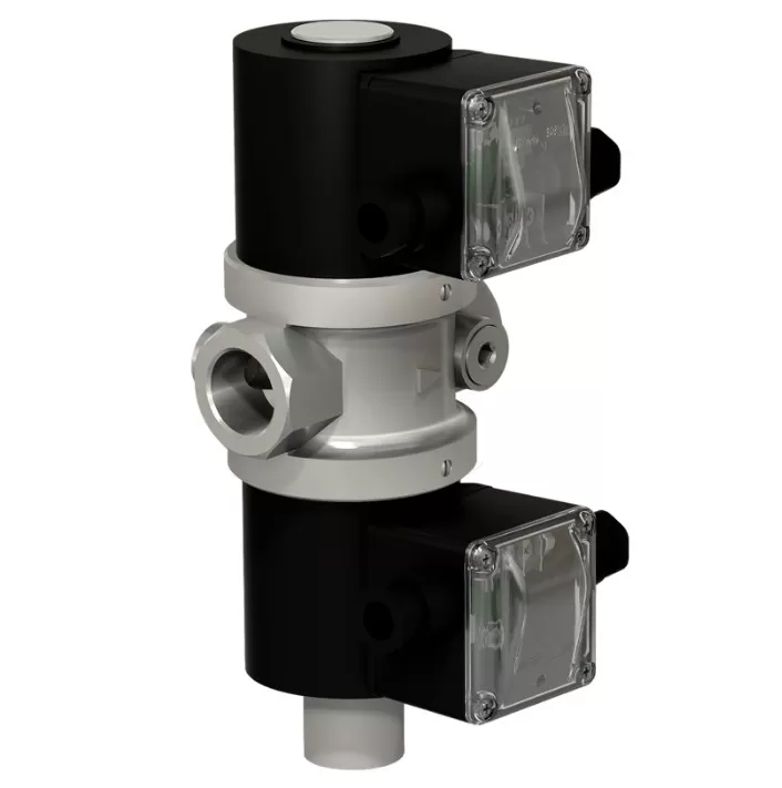 Клапаны электромагнитные трехпозиционные муфтовые DN 20, 25, стальные, с одним регулятором расхода