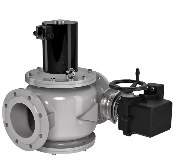 Клапаны электромагнитные двухпозиционные фланцевые DN 40-200, стальные, с электроприводом регулятора расхода (привод SP1-Ex) во взрывозащищенном исполнении